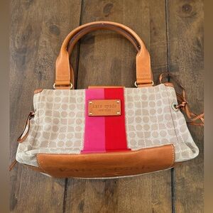 Kate Spade *PROJECT BAG * Beige and Tan Shoulder Bag with Red Accent